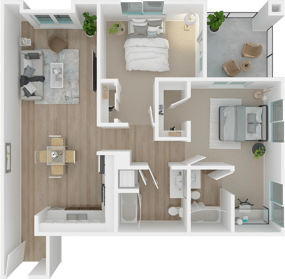The Dolivar 2x2 floor plan at 1801 L | Sacramento, CA 95811
