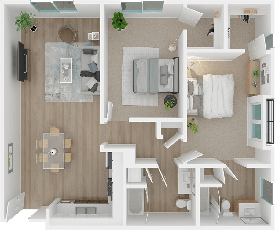 Dupre 2x2 Floor plan at 1801L Apartments, Sacramento CA