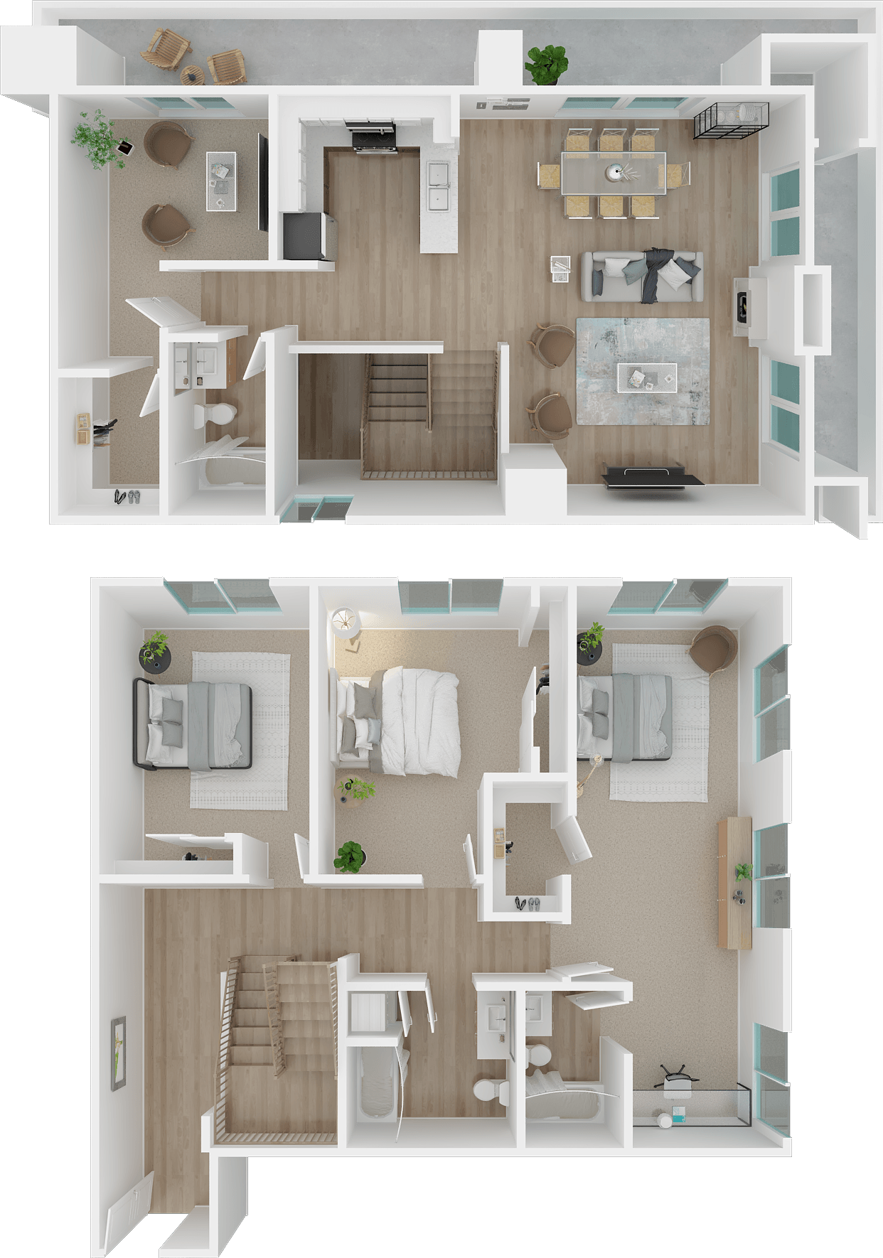 Eisen 3x3 penthouse floor plan, 1801L Apartments, Sacramento CA
