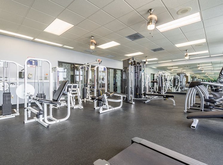 Gym with fitness equipment l Horizons North Apartments in Miami, Fl