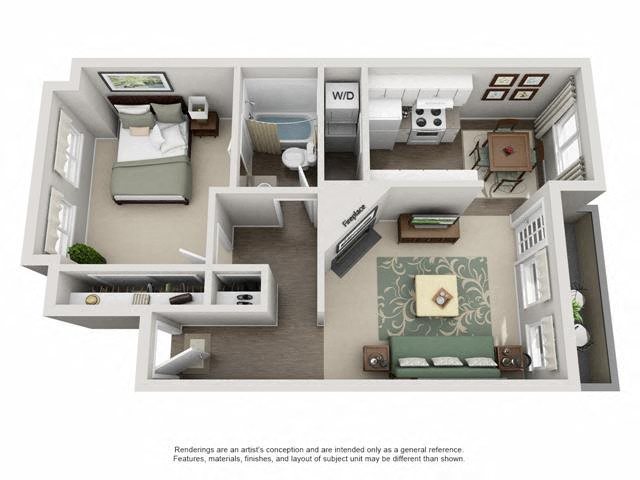 Two bedroom floor plan l Township Apartments in Canby OR