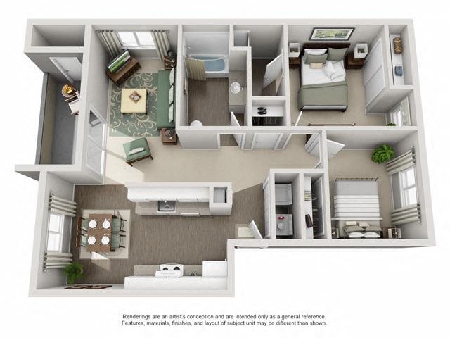 Two bedroom floor plan l Township Apartments in Canby OR