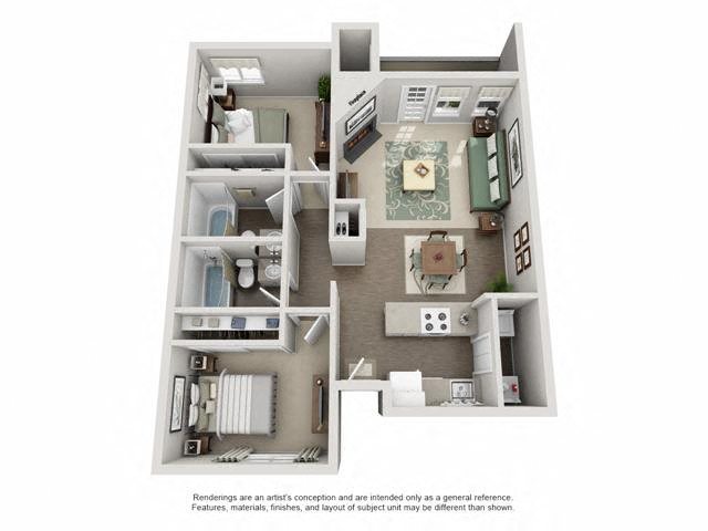 Two bedroom floor plan l Township Apartments in Canby OR