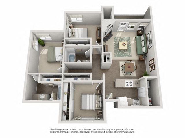 Two bedroom floor plan l Township Apartments in Canby OR