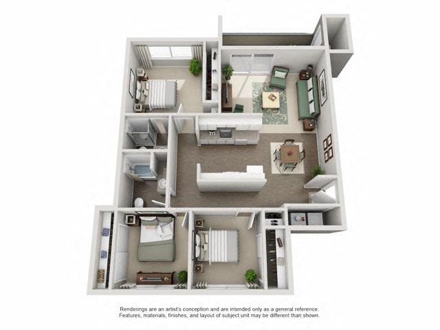 Two bedroom floor plan l Township Apartments in Canby OR