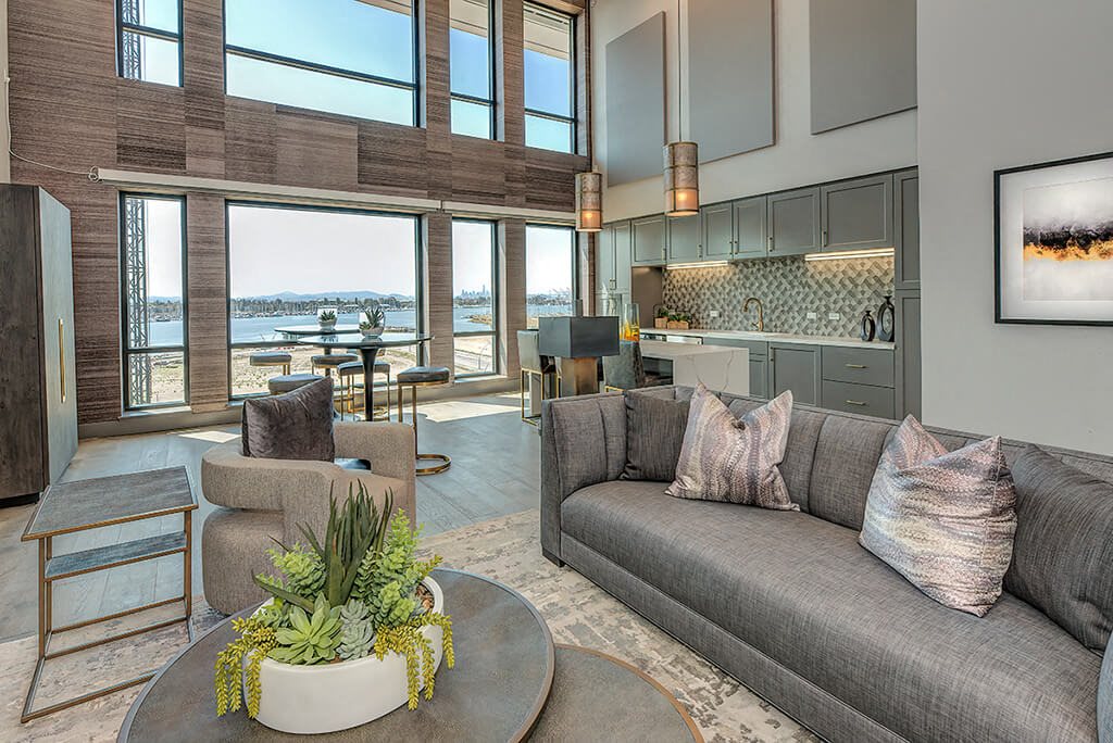 seating and kitchen l Orion Apartments in Oakland
