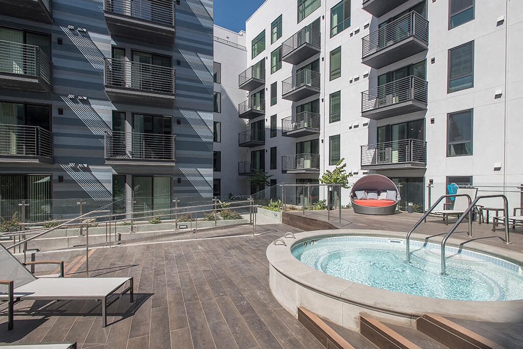 Seating by spa l Orion Apartments in Oakland