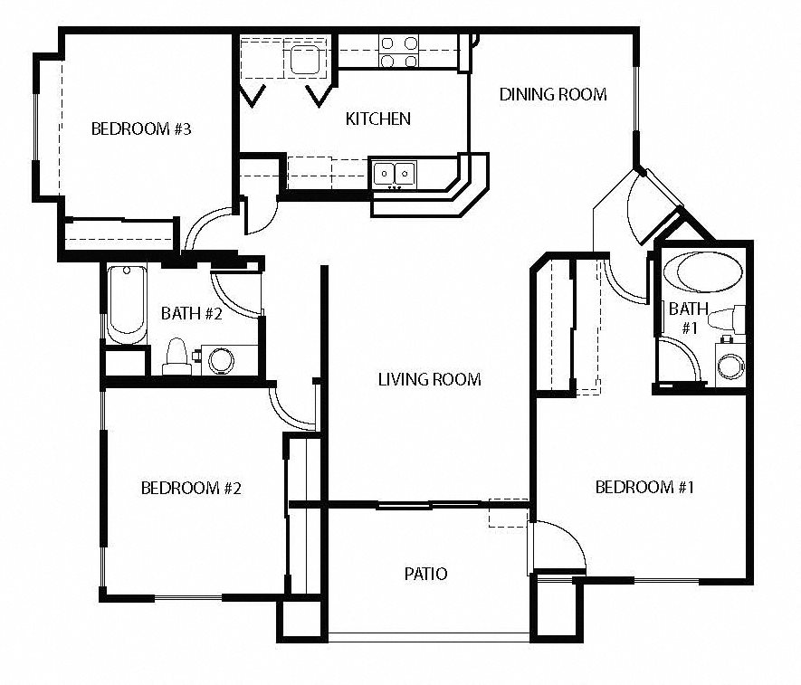 Three bedroom floor plan