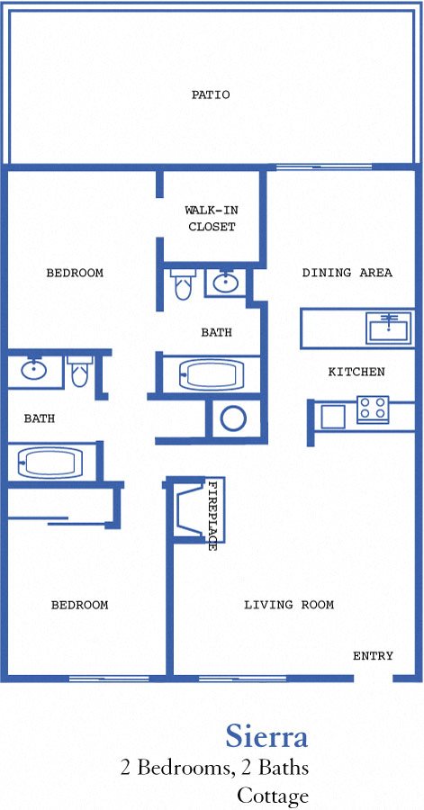 Two bedroom cottage floor plan