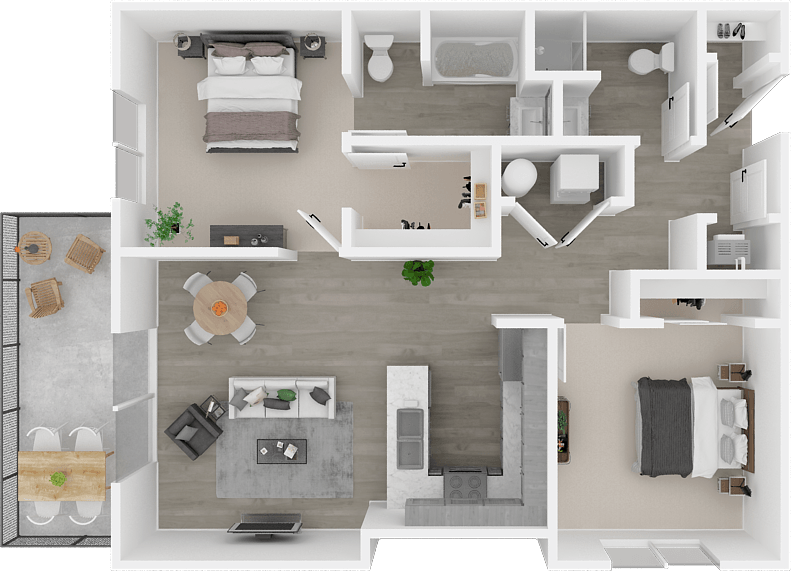 Two bedroom floor plan 1177 square feet
