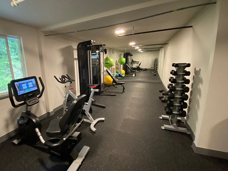 Terra Tukwila in Washing fitness center with cardio and weight equipment