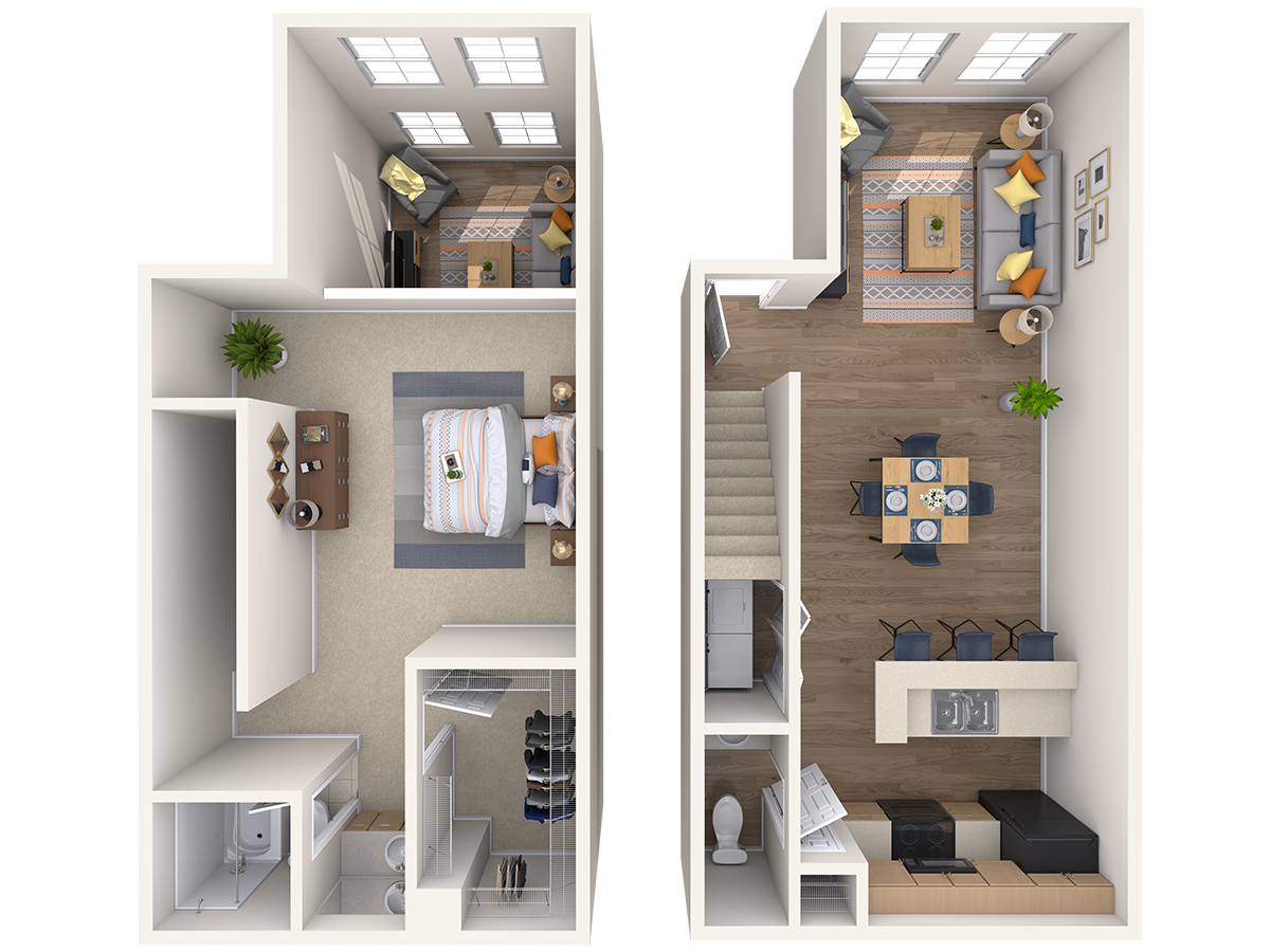 TH2, 1 br, 1.5 ba, 891 sq. ft.