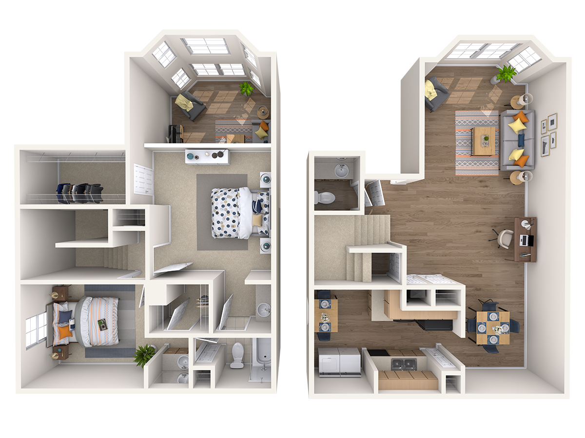 TH3, 2 br, 1.5 ba, 1296 sq. ft.