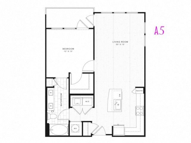 A5 1 Bed 1 Bath 825 square feet floor plan