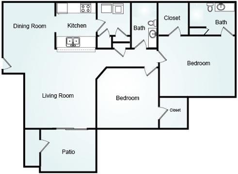 Brighton - Two Bedroom-2 Bath Floorplan 2 Bed, 2 Bath, 1157 square feet floor plan Brighton