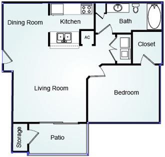Westport - One Bedroom-1 Bath Floorplan 1 Bed, 1 Bath, 800 square feet floor plan Westport