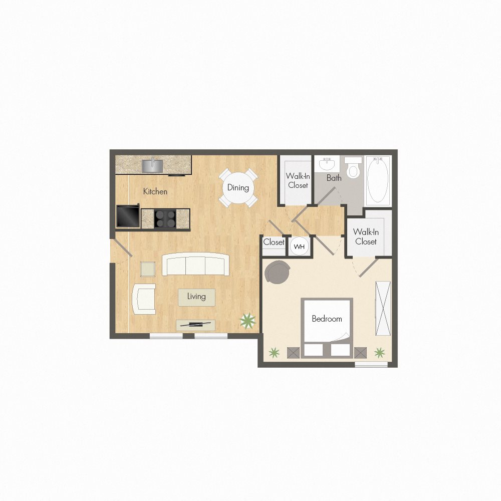 The Aventine 1 Bed. 1 Bath. 614 sq. ft.