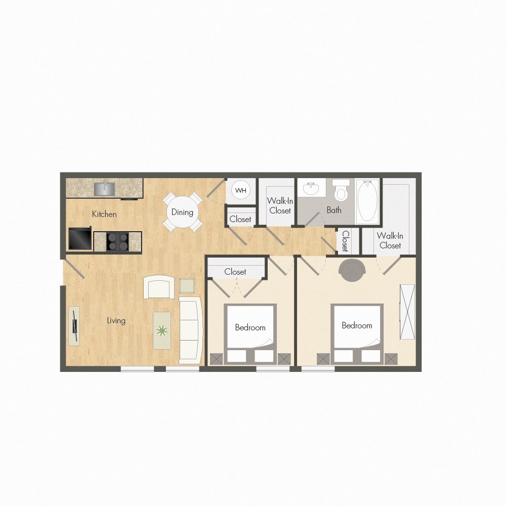 The Cortesia 2 Bed. 1 Bath. 786 sq. ft.