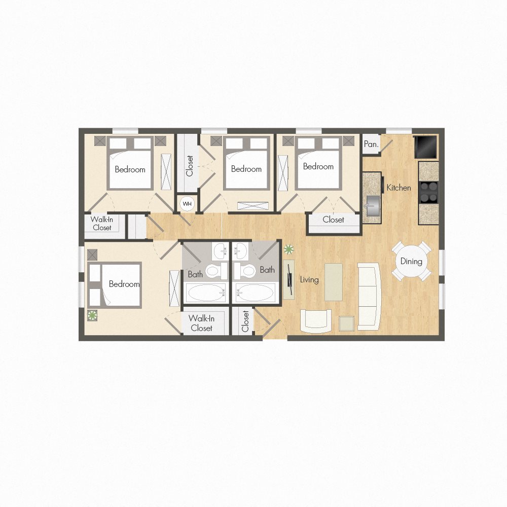 The Seabrook 4 Bed. 2 Bath. 1077 sq. ft.