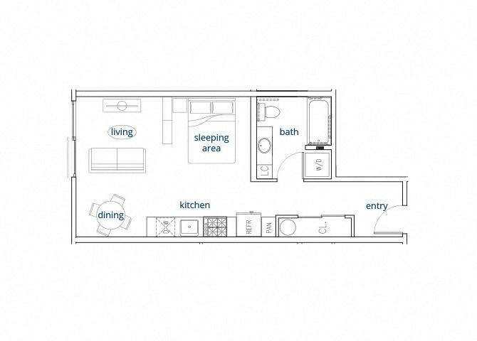 Studio, 465 sq. ft. Unit C