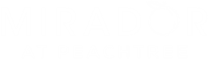 A black and white image with the words "MIRADOR AT PEACHTREE" written in large letters.