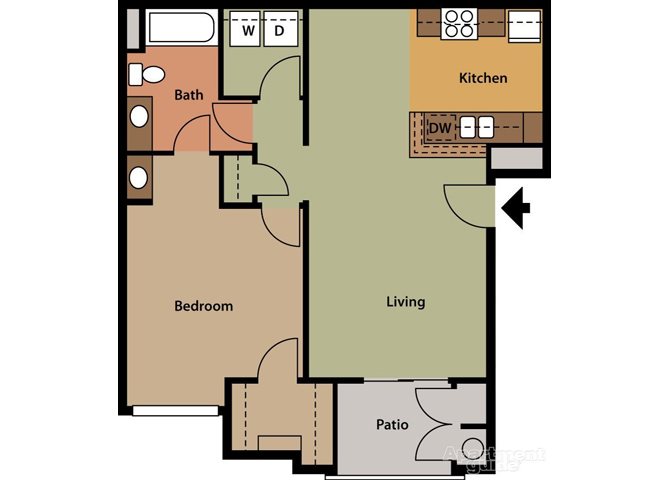 Cattail, 1 br, 1 ba, 760 sq. ft.
