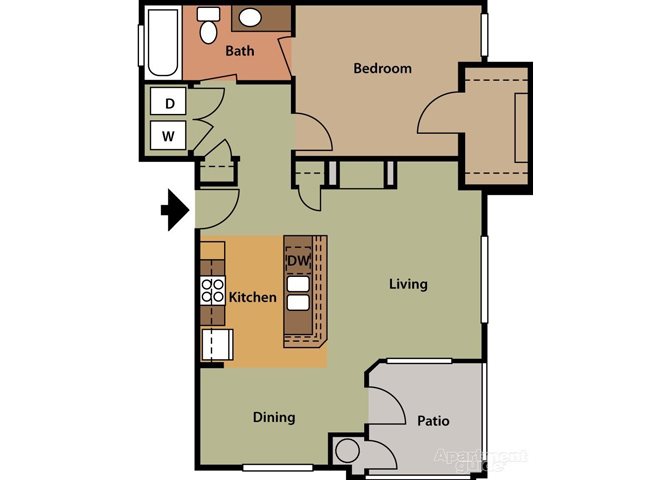 Water Lily, 1 br, 1 ba, 796 sq. ft.