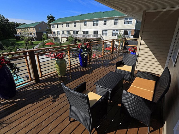 pool deck at apartment clubhouse