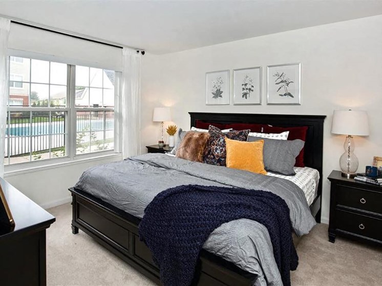 master bedroom at Village Woods apartments