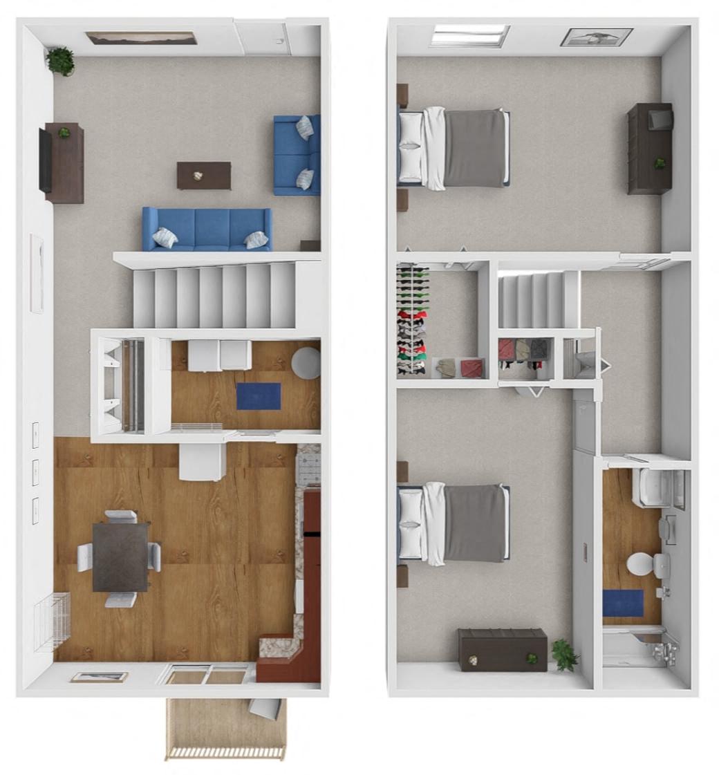 2 Bedroom Townhome floor plan