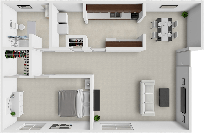 1 Bedroom 1 Bath floor plan