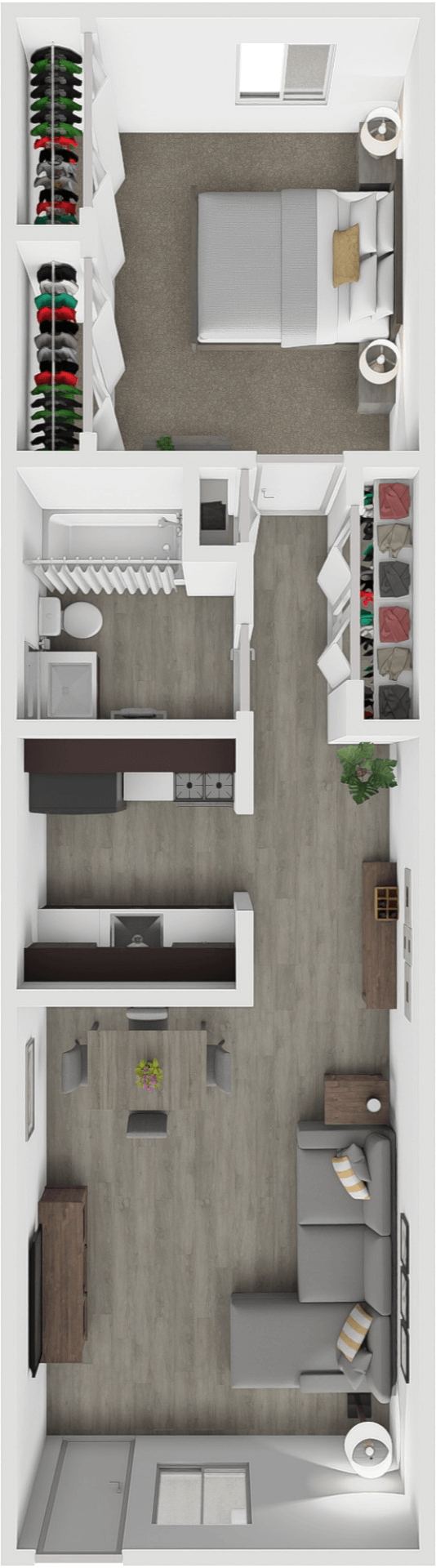 One Bedroom One Bath floor plan