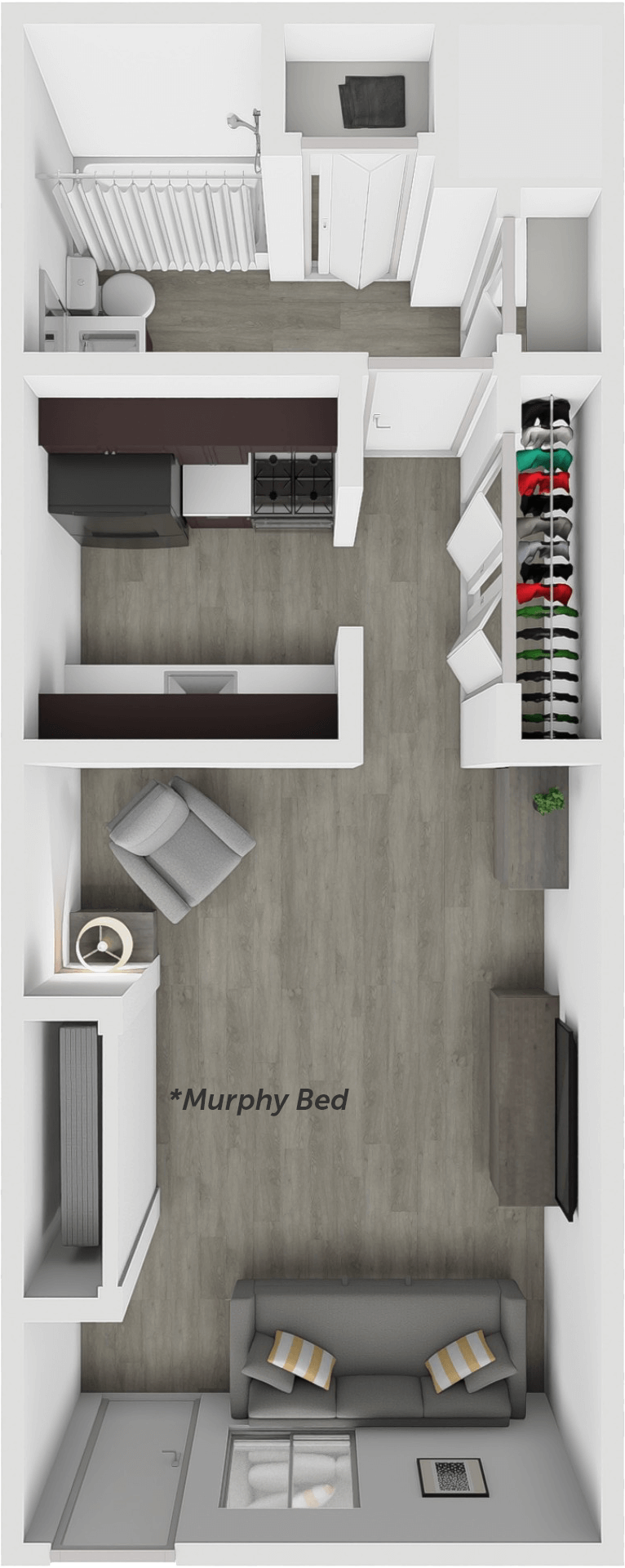 Studio One Bath floor plan