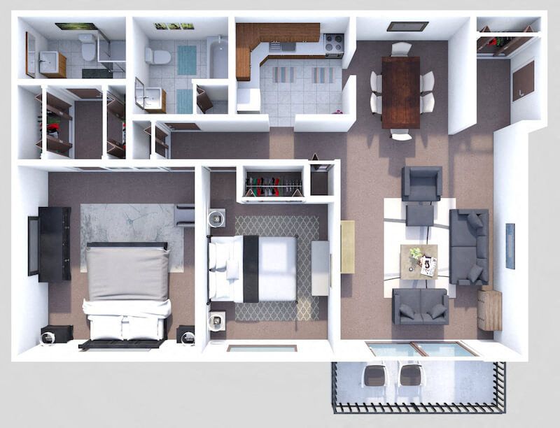Hudson  2 Bedroom 2 Bath floor plan