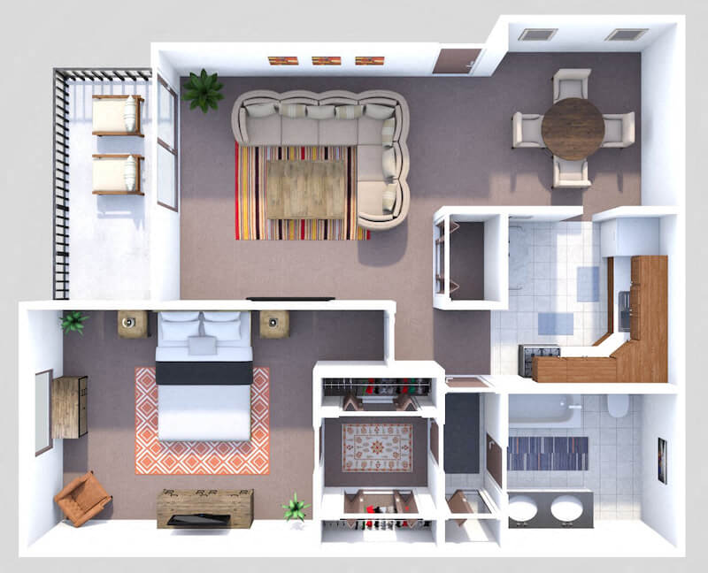 Moriarty  1 Bedroom 1 Bath floor plan