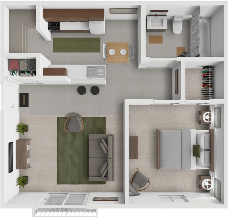 a floor plan of a Eastland 1 Bedroom apartment in Grand Rapids, MI.