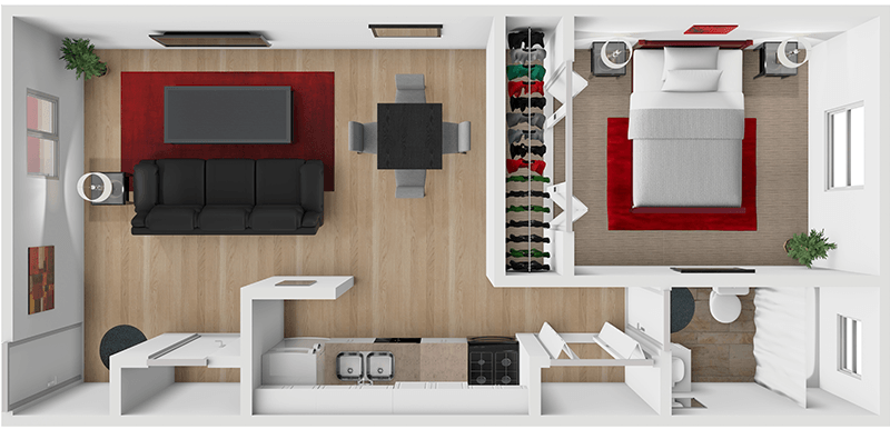 FT 1 Bed 1 Bath floor plan