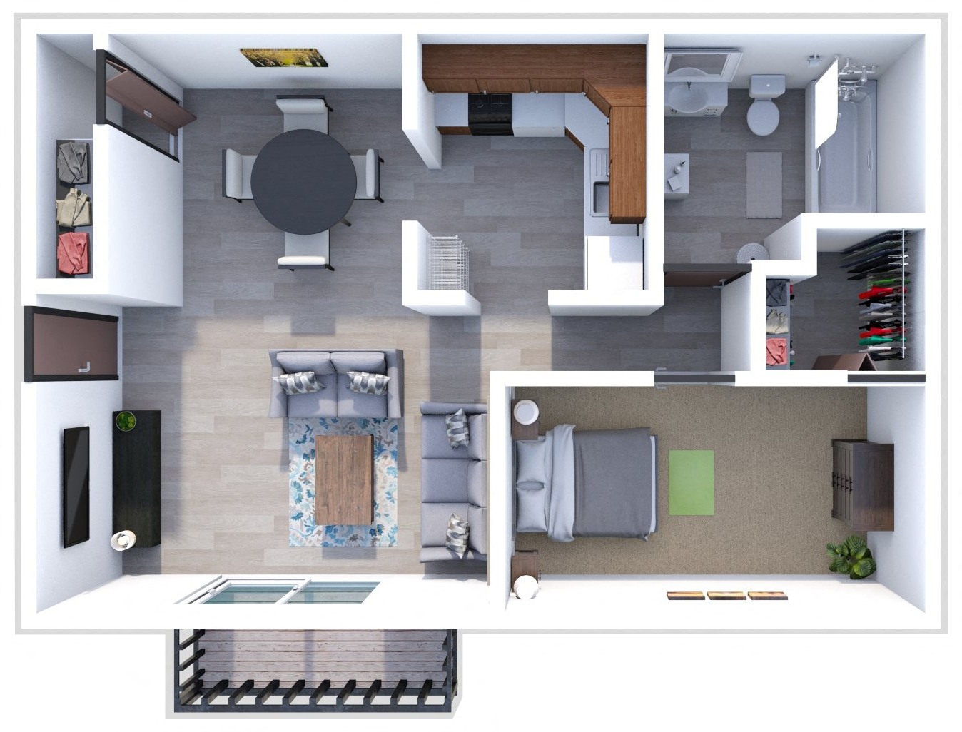The Foxborough 1 Bedroom 1 Bath floor plan