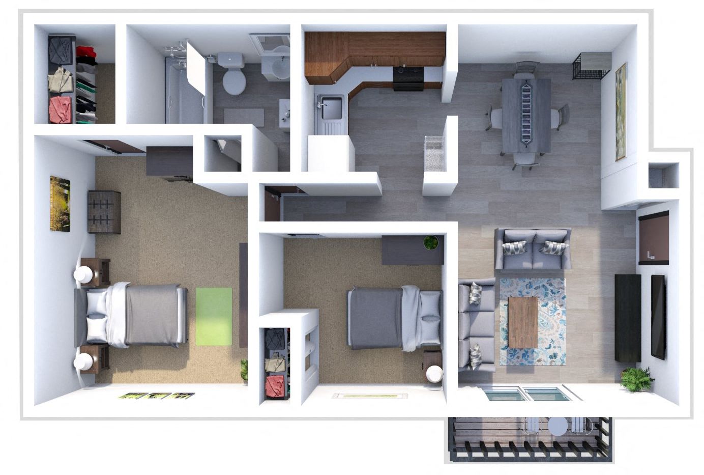 The Foxborough 2 Bedroom 1 Bath floor plan