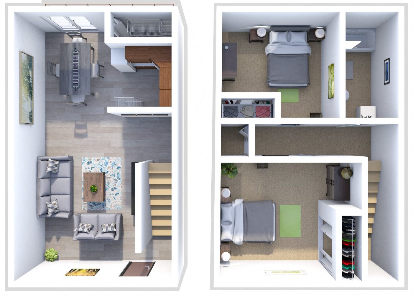 The Foxborough 2 Bedroom 1 Bath (Townhome) floor plan