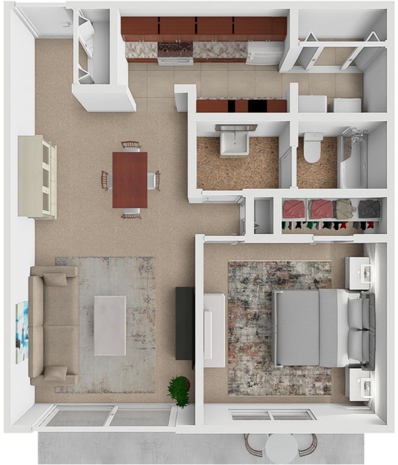 1 Bed 1 Bath floor plan