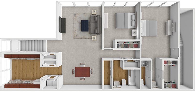 2 Bed 2 Bath floor plan
