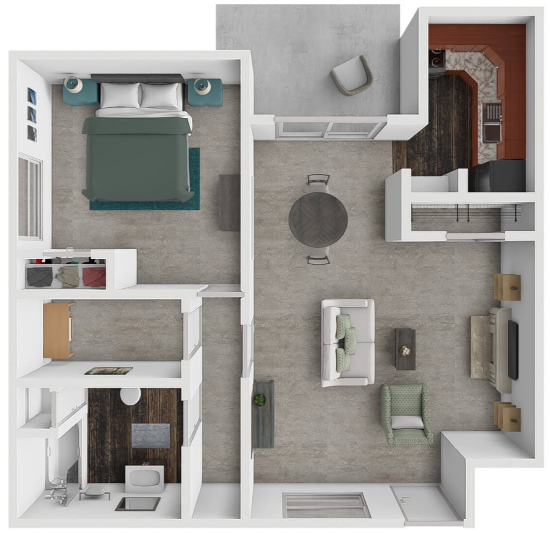 Executive-1Bed 1Bath floor plan