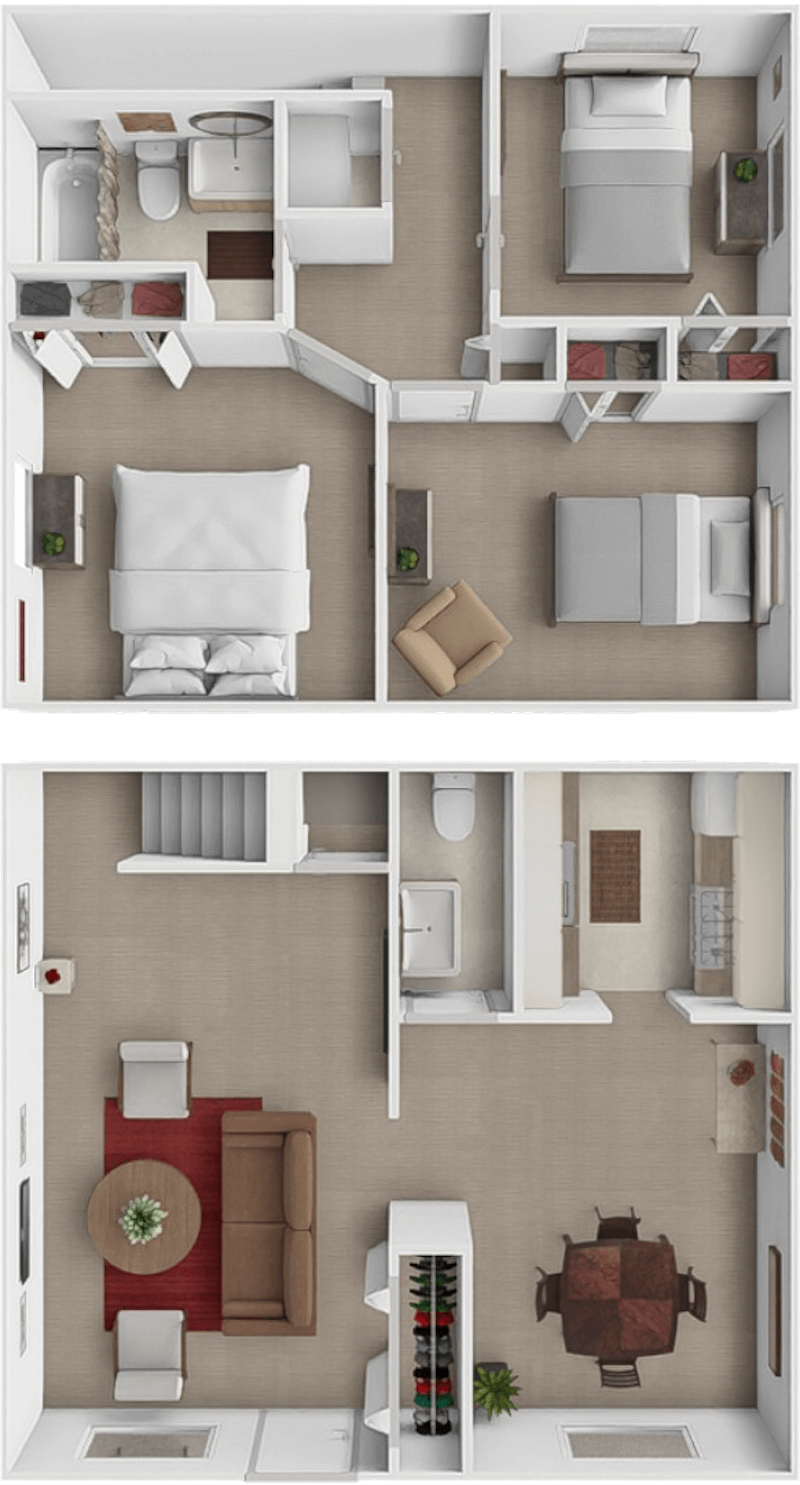 3 bedroom TH floor plan