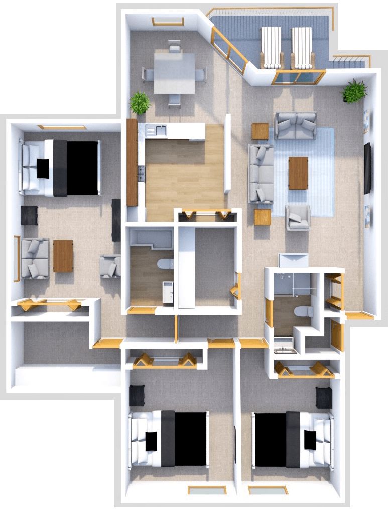 Three Bedroom Two Bath floor plan