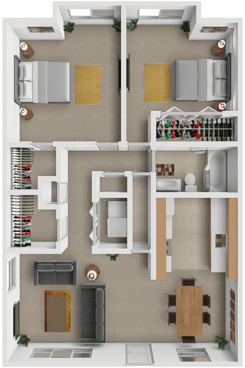 2 Bedroom 1 Bath floor plan