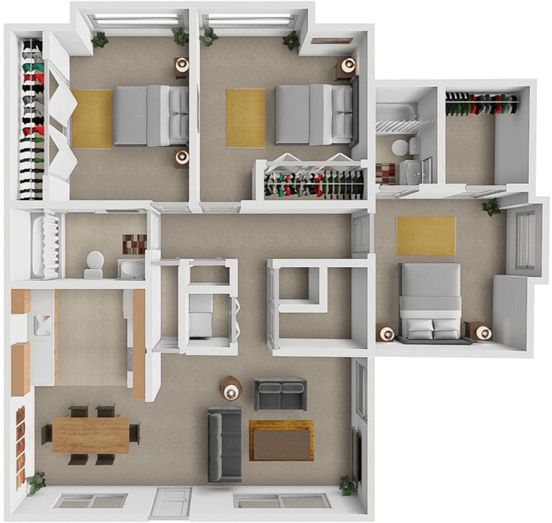 3 Bedroom 2 Bath floor plan