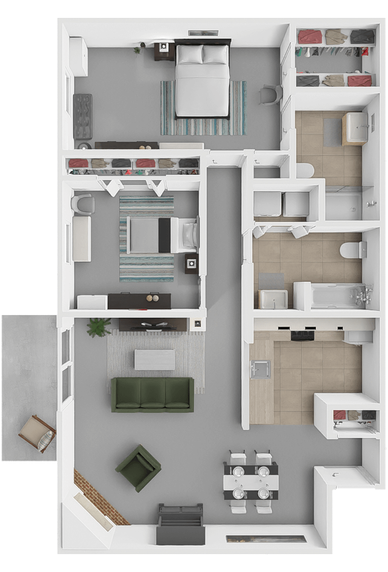 2 bed 2 bath belmont floor plan at huntington glen apartments