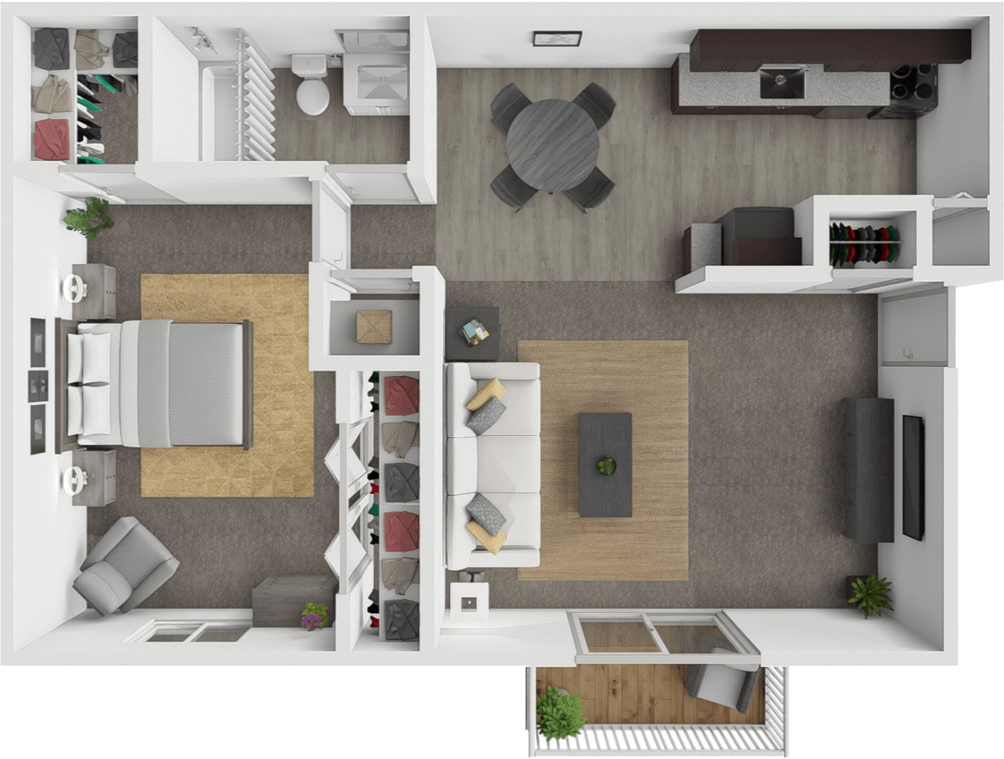 1 BEDROOM  1 BATH floor plan