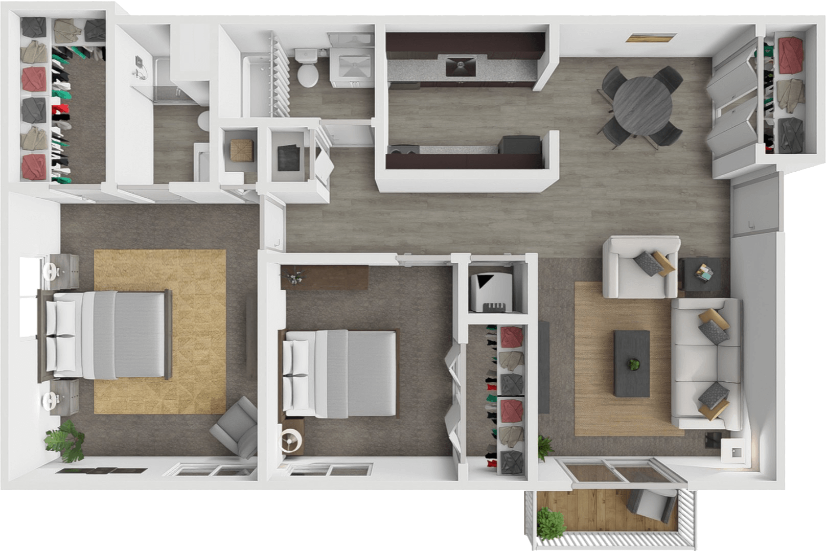 2 BEDROOM  2 BATH floor plan